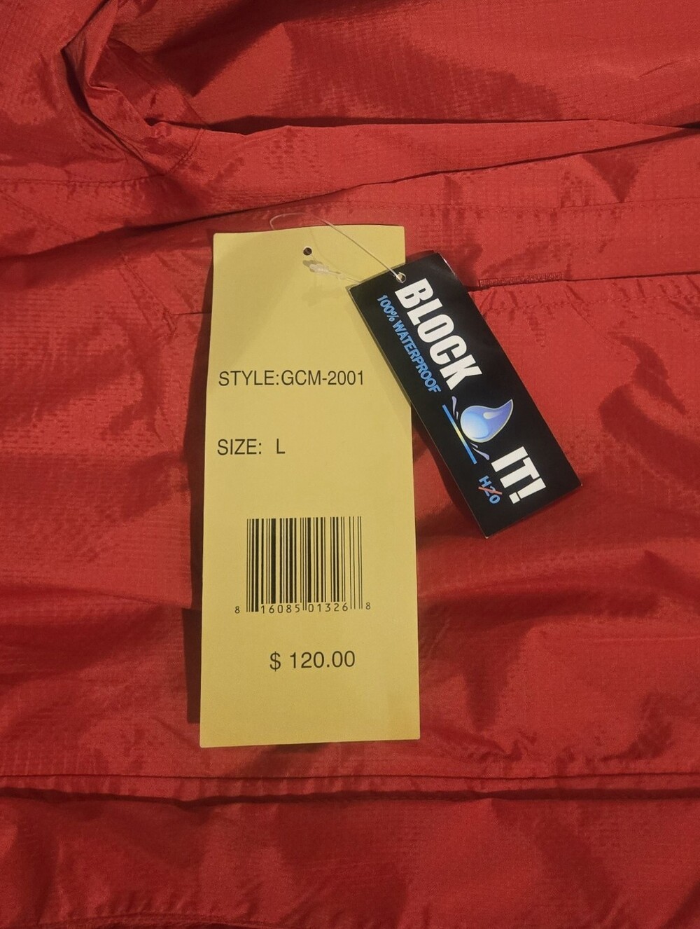 100% Waterproof Men's Hooded Red Windbreaker Jacket Size L - Picture 4 of 4